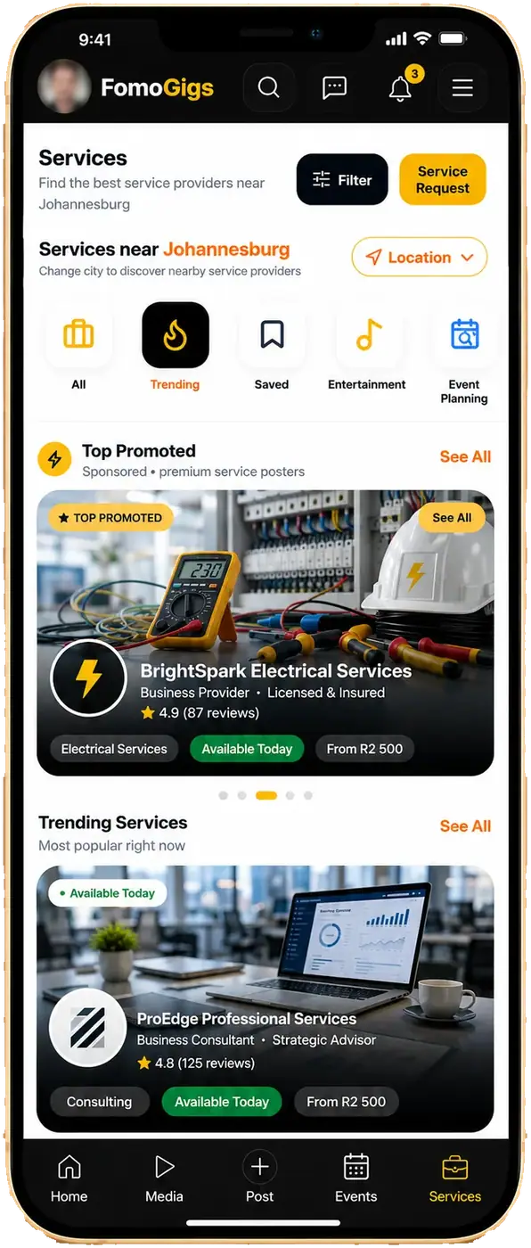 FomoGigs Services destination mockup